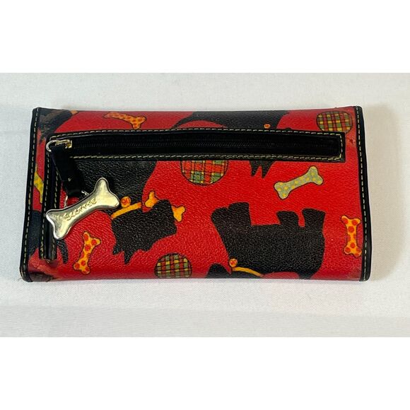VTG Dooney & Bourke Scottie Dog Red Wallet Clutch Checkbook Card Holder 7" - Picture 3 of 16